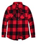 ZENTHACE Womens Sherpa Fleece Lined Flannel Jacket Button Down Plaid Flannel Shirt Jacket(All Sherpa Lining), Heavy Fabric Unlined Buffalo Red, L (XR-21125)