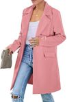 PRETTYGARDEN Women's 2024 Fall Long Blazer Jackets Long Sleeve Lapel Pockets Loose Fit Work Casual Blazers Outerwear (Dusty Pink,Medium)