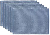 DII Two-Toned Collection Tabletop, Placemat Set, Stonewash Blue, 6 Piece