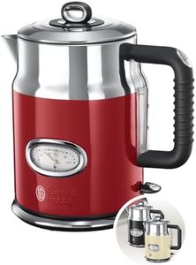 Russell Hobbs Bouilloire Electrique (Design Vintage Premium) Retro Rouge (1,7L, Ebullition Rapide, Jauge Température + eau, Couvercle Amovible) 21670-70
