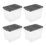 Sterilite 108 Qt. Clear Stacker Storage Container Tote w/Latching Lid, (4 Pack)