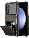 Vofolen for Samsung Galaxy S23 FE Wallet Case with Card Holder, 4-Card Dual Layer Heavy Duty Shockproof Wallet Case, Hidden Flip Card Slot Protective Large Storage Case for Galaxy S23 FE, Gun Metal