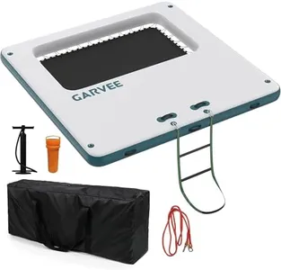 GarveeLife Inflatable Water Hammock Floating Dock Mesh, 10FT Sunchill Float Ring Heavy Duty River Floats Lake Raft for Tanning Pool Float Island Platform Pad Mat Party, Square