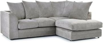 Corner Sofa Couch - L Shape Fabric Sofa - Upholstered Linen Corner Settee - Fabric Sofa Bed 3 Seater for Home Living Room Drawing Room (Light Grey, Right Hand Corner)