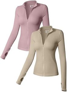 OQQ Womens 2 Piece Long Sleeve Tops Stand Neck Front Zipped Stretch Fitted Underscrubs Tee Shirts Tops Hide Pink Oatmeal