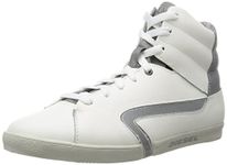 Diesel Men's Rikklub E - Klubb Hi High-Top Sneaker, White/Mineral Gray, 9 M US