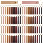 Framendino, Leather Key Fobs With Key Ring Blanks DIY Engraving Keychains Strap Inspirational Engraved for Keychain, 10 Colors, 0.79 x 5.51"