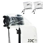 JJC 4 Pieces Camera Rain Cover Protector for Canon Nikon Sony Cameras with Lens & Flash up to 28x17cm / 11''x7'' (L*W), Transparent Camera Rain Coat Rain Sleeve Raincover Rainwear