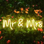 Mr & Mrs Neon Sign Wedding Party Home Decor, LED Light Signs Wedding Decoration Valentines Day Anniversary Wedding Gift, 19.6 x 5.5 inch (Warm White)