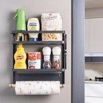 Magnetic Paper Towel Holder for Fridge, Kitchen Countertop Organizers Magnetic Shelf and Wall Mount Storage