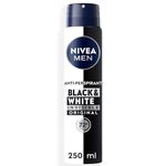 NIVEA MEN Black & White Original Anti-Perspirant Pack of 6 (6 x 250 ml), 72hr Anti-Sweat Deodorant for Men, No Stains on Black and White Clothes