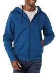 Amazon Essentials Men's Sherpa-Lined Full-Zip Hooded Fleece Sweatshirt, Teal Blue, Medium