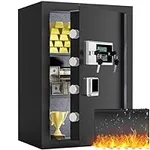 YITAHOME Fireproof Safe for Home, 4 CuBic Feet Safe Box, Anti-Theft Fire Safe with Removable Shelf, Digital Keypad Key, LED Light for Home Office Hotel Use