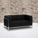 Flash Furniture HERCULES Imagination Series Contemporary Black LeatherSoft Loveseat with Encasing Frame