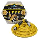 HydroTech 100ft Pro Series 3/4" Expandable Burst Proof Garden Max Flow Hose – Lightweight & Durable – Features Flow-Control Shut-Off & Strain Relief Guard (100 Feet)