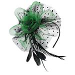 American Trends Fascinators Hat for Women Tea Party Hats Headband Flower Mesh Feathers Hair Clip Green One Size, Green, One Size