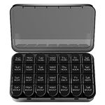 Doruimi Weekly Pill Box Organiser, Small Pill Box 7 Day 4 Times A Day, Pill Organiser with 28 Copartments to Hold Plenty of Medication, Vitamins and Supplements -Full Black