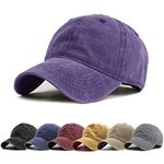 HH HOFNEN Men Women Washed Distressed Twill Baseball Cap Vintage Adjustable Dad Hat Purple