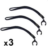 KMINA - Wrist Strap for Canes and Walking Sticks (x3 Units), Walking Cane Wrist Strap for 0.7" - 0.9" Tubes, Black Nylon Wrist Straps for Canes - Made in Europe