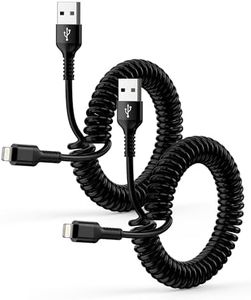 2Pack/6ft Coiled iPhone Charger Cable for Car, [Apple MFi Certified] Retractable USB A to Lightning Cable Fast Charging for iPhone 14 13 12 Pro Max Mini 11 XR XS 8 iPad Auto Car Charger Cord