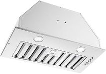 JOEAONZ Range Hood Insert 20 Inch Stainless Steel with Baffle filters, 600 CFM Built-in Kitchen Hood, Ducted/Ductless Convertible Vent Hood GU10 LED, 3 Speed Stove Exhaust Fan, Push Button Control