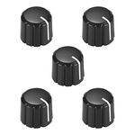 sourcing map 5pcs Potentiometer Control Knobs for Electric Guitar Acrylic Volume Tone Knobs Black D Type 4x6mm