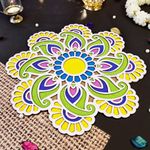 Ascension Portable Rangoli (12 inches) Stencil for Decor DIY Craft Reusable Templates for Floor Table Fill with Rangoli Atta or Grains for Navratri Diwali Pongal Pooja Mandir Rangoli Mats for Decoration (Design 3)