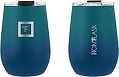 IRON °FLASK Insulated Wine Tumbler with Lid w/Leak-Proof Lid - Keeps Drinks Hot & Cold w/Double Walled, Vacuum Stainless Steel Exterior - Travel Cup - Dark Night, 14 Oz, 2 pack