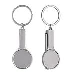 kwmobile Purse Hooks for Table - Set of 2 Portable Metal Handbag Hook w/Keyring - Foldable Bag Holder Hangers for Tables - Silver