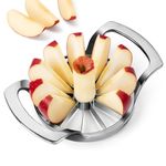 SAVORLIVING 4.72 inches Apple Slicer,12-Blade Extra Large Apple Corer, Heavy Duty Stainless Steel Apple Cutter and Divider with Updated Safe Blade System