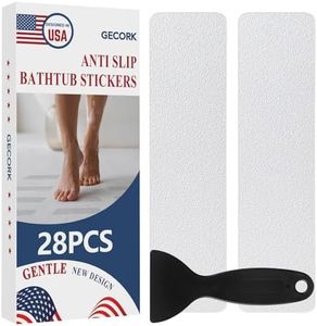 Gecork 28 PCS Shower Floor Non Slip Stickers with Strong Adhesive, Invisible & Durable Anti Slip Shower Stickers with Scraper for Bath Tub, Pools and Stairs(Clear,Wide Rectangle)