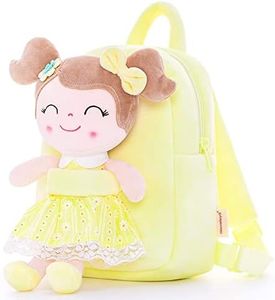 Gloveleya Kids Backpack Toddler Girls Backpacks with Soft Plush Spring Girl Doll Toys Yellow 9"…