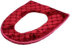 BESPORTBLE Soft Thicker Warmer Toilet Seat Cover Pad with Zipper Washable and Comfortable Toilet Seat Cover for Four Seasons (Red)