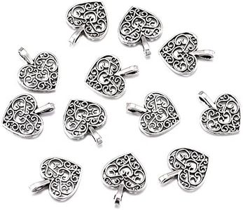 100pcs Antique Silver Plated Hollow Lovely Heart Charms Pendant DIY Bracelets Necklace Jewelry Making Craft Wholesale 16mmx14mm(A285)