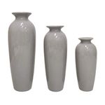 Hosley Set of 3 Grey Ceramic Vases. Ideal Gift for Wedding or Special Occasions for Use in Home Office Decor Spa Aromatherapy Settings Product Name