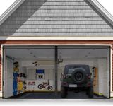 Garage Door Screen for 2 Car 16x8FT, Magnetic Screen Garage with Retractable Fiberglass Mesh and Heavy Duty Weighted Bottom, Easy Assembly & Pass,Hands Free Screen Door w/ 40 Magnets for Garage/Patio