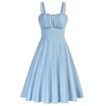 Summer Sleeveless Halter Swing Dress for Women Defined Waist Slim Fit A-Line Dress for Going Out Light Blue 380-03 S