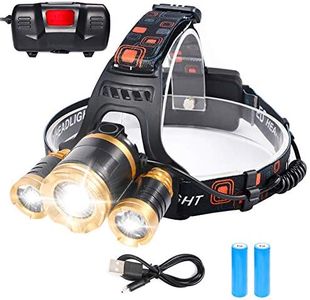 flintronic Fari a LED, 4 modalità 6000K 1200 lumen illuminazione potente Fari impermeabili regolabili USB ricaricabili, adatti per la pesca, il campeggio, la lettura, l'escursionismo, il ciclismo. …