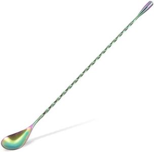 Zulay Premium 12 Inch Stainless Steel Cocktail Spoon - Long Attractive Spiral Design for Layering Drinks - Bar Spoon & Cocktail Mixing Spoon for Cocktail Shakers, Tall Cups & Pitchers (Rainbow)