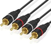 TNP RCA Cables 12ft - Gold Plated 2RCA Male to 2RCA Male Stereo Audio Cable - 2 Channel RCA to RCA Audio Cable - Dual Shielded RCA Cable for Amplifiers, Car Audio, Home Theater, Speakers, Black