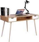 WOLTU TSG19hei Wood Desk with 2 Drawers and 1 Open Compartment Steel Frame Computer Desk Workstation Home Office Laptop Laptop Desktop Table Beech, 120x58x77cm