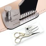 Hisew- Leather Stitching Punch Aid Pulling Plate and Scissor Kit, Diamond Lacing Chisel Pricking Iron Mate, Craft Work Tools Accessories (BZQ-01)