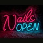 Nail sign Nail neon sign Nails Open Neon Sign for Salon Led sign accessories Nail Salon sign Nail Salon decor wall decor for windows (16x9.7", Nails Open)