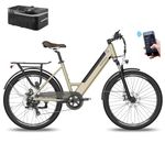 Fafrees Electric Bike with APP, 26 Inches Electric Bikes for Adult Low Frame, 36V 10Ah Removable Battery Pedal Assist Ebike, 250W City Electric Bicycle, 7-Speed Gears, Official F26 Pro Golden