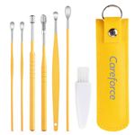 Careforce - The Force Behind Your Health Ear Cleaning Kit Steel Ear Cleaner Reusable Ear Wax Remover Tool Kit Set With Storage Pack, Ear Curette Cleaner And Spring Ear Buds Cleaner 6 Pcs Set Yellow