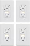 AIDA 15 Amp GFCI Outlet, Self-Test Nightlight Electrical Outlet, Tamper-Resistant Receptacle with LED Indicator, Ground Fault Circuit Interrupters, Wall Plate Included, UL Listed (4 Pack, Matte White)