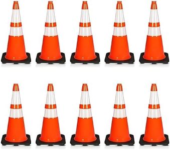 Garvee Traffic Cones 28 Inch - 10 Pack of Red Traffic Cones with Weighted Base - Ideal for Road Safety, Party Decorations & Traffic Jam Events