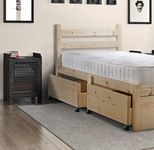 STRICTLY BEDS&BUNKS Cleveland Pine Bed Frame with Pull out Storage Drawer including Sprung Mattress (