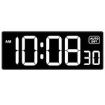 Soobest LED Digital Wall Clock with Seconds, Electric Clock Plug Auto DST Dimmer LED Large Display 10 Inches (White)