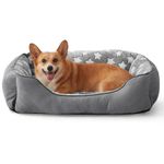 MIXJOY Medium Dog Bed Washable(64x53cm), Super Soft Cosy Dog Beds，Pet Bed, Premium Grey Rectangle Puppy Bed for Small Medium Large Dogs, Ideal for Labrador, Chihuahua, Springer Spaniel, etc